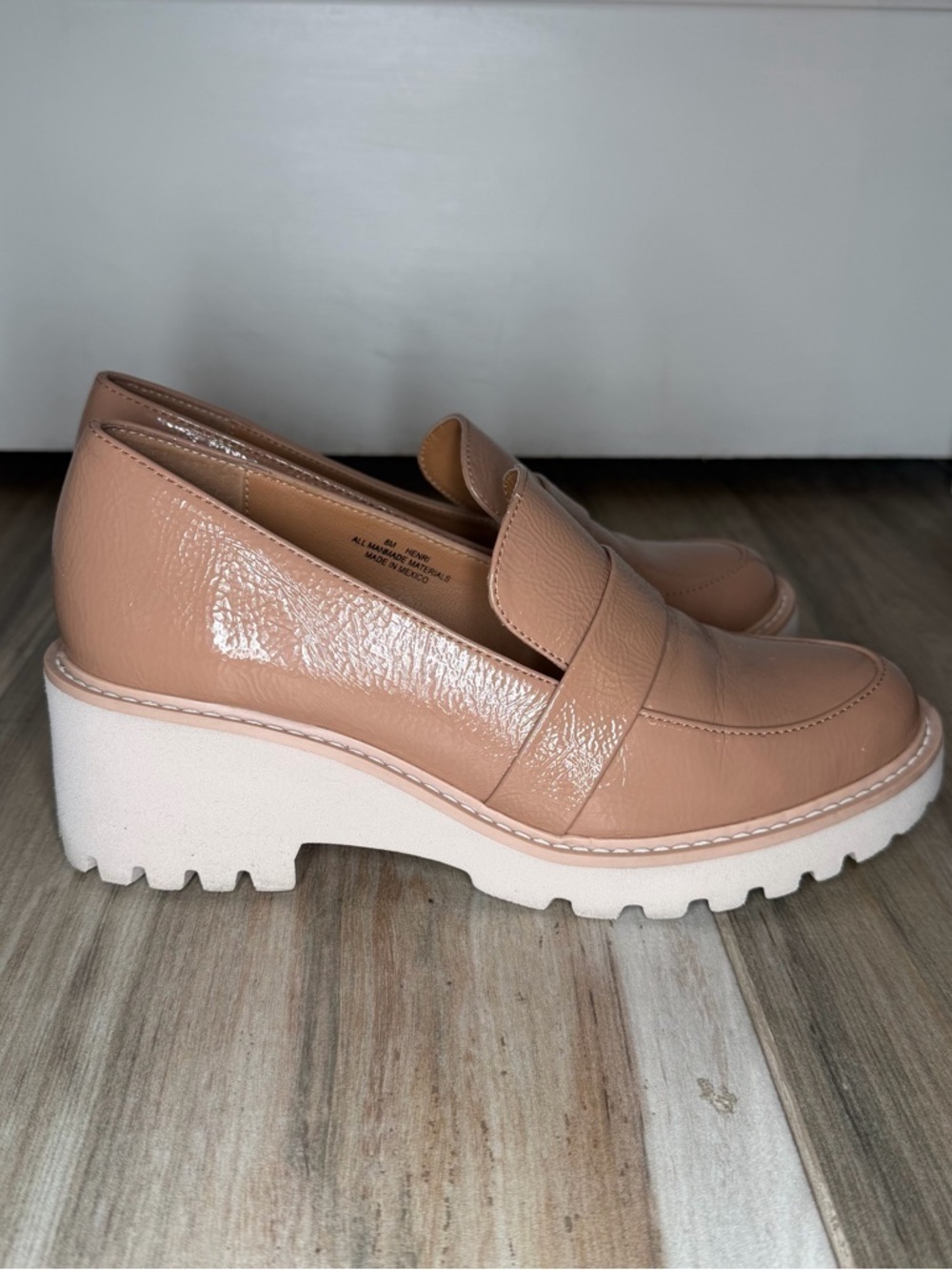 Dolce Vita Henri Loafers Nude / Tan Patent Leather Platform Slip On Womens Sz 8M - Picture 4 of 13